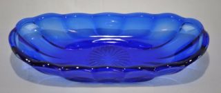 Anchor Hocking Cobalt Blue Pressed Glass Banana Split / Ice Cream Bowl / Dish