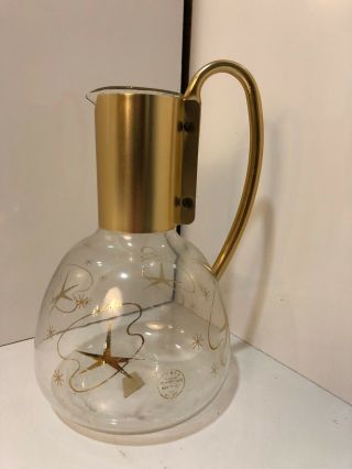 Vintage Pyrex Coffee Carafe Gold Atomic Starburst Mid Century Modern