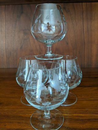 Set Of 4 Princess House Heritage Blown Glass Brandy Snifters