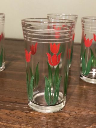 Vintage Swanky Swigs Juice Glasses Set of 4 Red Tulips 2