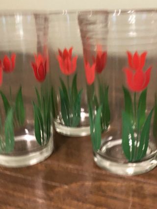 Vintage Swanky Swigs Juice Glasses Set of 4 Red Tulips 3