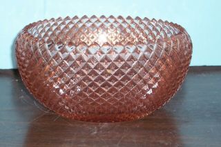 Pink Carnival Glass Diamond Cut Bowl 9 " X 4 " H