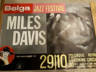Miles Davis - Rare Tour Poster - Belga Jazz Festival,  Huge 31 " × 45 "