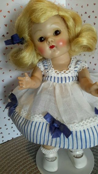 1952 " Tiny Miss " Pristine Vintage Vogue Strung Ginny Doll Brown Eyed Blonde ❤