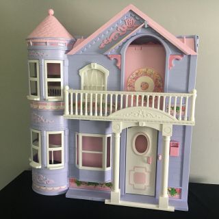 Vintage 1999 - 2000 Barbie Victorian Purple And Pink Dream House Home Dollhouse