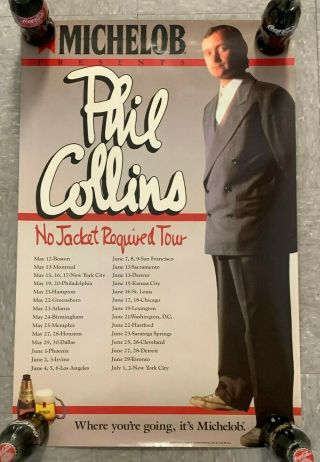 Vintage 1985 Phil Collins - No Jacket Required 18x28 " Tour Schedule Poster D