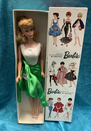 Vintage 1962 Ash Blonde Ponytail Barbie 850 Box Plus Bonus Outfit.