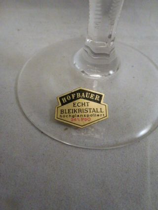 Hofbauer ECHT BLEIKRISTALL STEMMED Lead Crystal WINE GLASS - Germany cut to clear 3