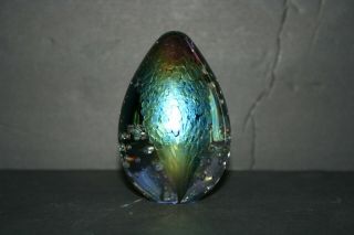Vintage Msh 90 Mount St Helen Iridescent Art Glass Egg Shape Paperweight