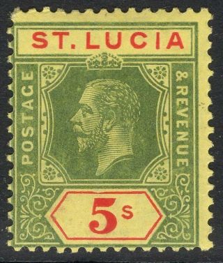 St.  Lucia Sg88 1912 5/= Green & Red/yellow Mtd