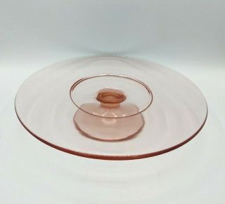 Vintage Pink Depression Glass Footed Cake Plate Stand 2
