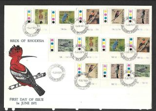 Rhodesia,  1971 Bird Set,  8x Plate 1a/traffic Light,  On Non Ptc Fdc.