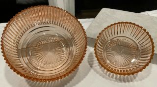 Vintage Anchor Hocking Queen Mary Pink Depression Glass Set Of Bowls - 2