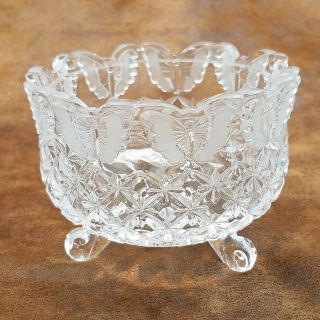 Hofbauer Lead Crystal Pedestal Footed Butterfly Bowl Candy Dish