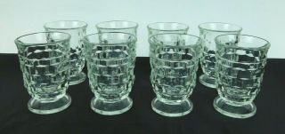 Set Of 8 Vintage Indiana Glass Clear Whitehall Cubist Small Footed Tumblers