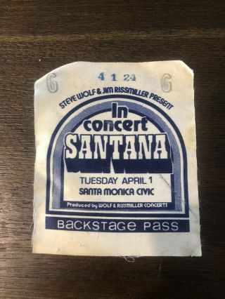 Santana Backstage Pass Santa Monica Civic Auditorium April 1 1975 Satin Pass