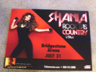 Shania Twain Rock This Country Tour Cork Backed Concert Poster