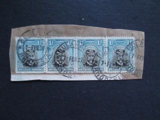Southern Rhodesia - George V 1924 One Shilling Strip Of Four On Piece
