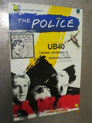 The Police/ub40 Vtg Vintage Flyer Poster Mcnichols Arena Denver 1983
