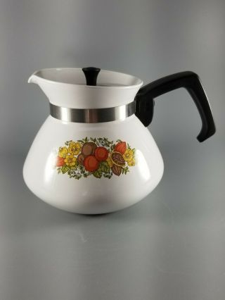 Vintage Corning Ware Spice Of Life 6 - Cup Coffee Tea Pot P - 104 W Stainless Lid