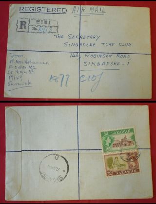 Mayfairstamps Sarawak 1960 Miri Registered Airmail To Singapore Cover Wwf58433