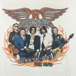 Vtg Aerosmith Rockin The Joint T - Shirt Tour 2005 Logo Concert Cities Rock Tee L