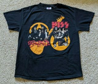 Kiss/aerosmith 2003 - 04 Tour T - Shirt Vintage Men 