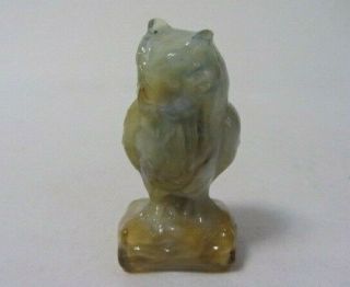 Boyd Art Glass Owl 29 Peanut Butter Slag Solid Glass Figurine Uranium
