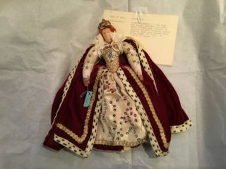 Vintage Liberty Of London Cloth Doll Queen Elizabeth With Red Hair.