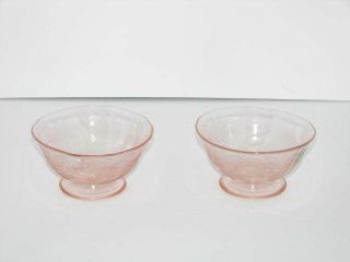 Vintage Pink Depression Glass Dessert Bowl Dogwood Pattern Set Of 2