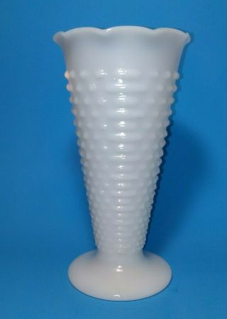 Vintage Anchor Hocking Hobnail Milk Glass 9 1/2 " Flower Vase
