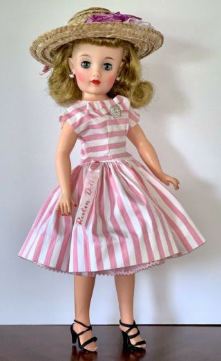 Vintage Miss Revlon 20 " Doll In ‘kissing Pink’ Striped Pink And White Dress&hat