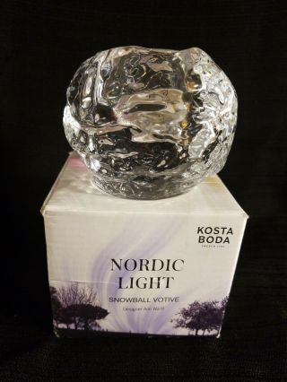 Kosta Boda Snowball Nordic Light Lead Crystal Votive Candle Holder Ann Warff