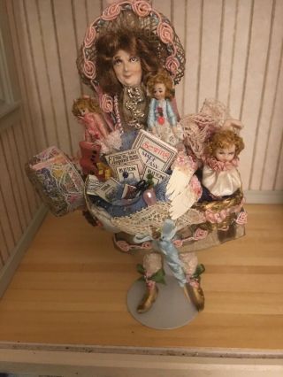 Miniature Porcelain Peddler Doll Dollhouse 1:12 Liz Staryk