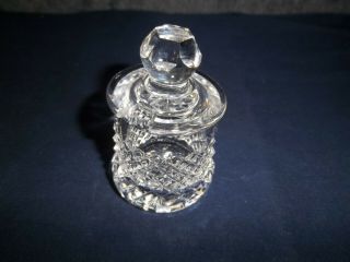 Vintage Lead Crystal Cut Glass Sugar/jelly Bowl,  Diamond Cut W/slotted Lid,  Mini