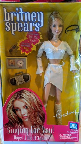 Britney Spears Doll Singing For You Oops I Did It Again White Dress Nrfb