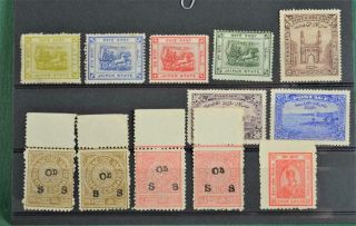 India Federated States Stamps Selection Of 12 On Stock Card (j4)