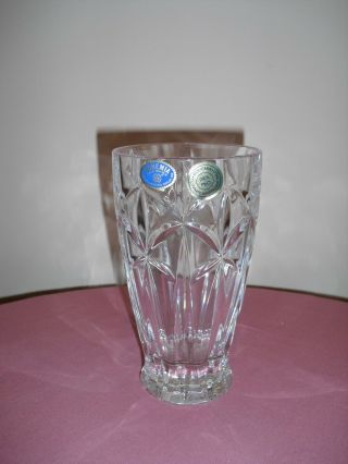 Bohemia Czech Republic Crystal Vase 7 " Tall 24 Lead Crystal
