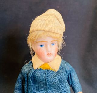 Antique French All Bisque Doll 4” 1/2 MARKED MTI Anchor Dollhouse 2