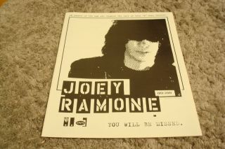 Joey Ramone Of The Ramones 1951 - 2001 Tribute Ad With " You Will Be Missed "