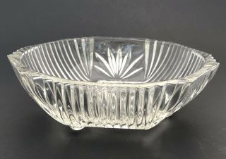Vintage Lead Crystal 3 Footed Candy Dish Clear Bowl