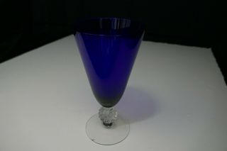 Morgantown Glass Golf Ball Water Goblet Cobalt Clear 6 5/8 " T C 1928 - 71
