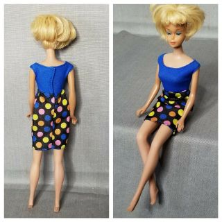 Vintage 1958 American Girl Barbie Doll Blonde Bendable Legs Blue Eyes Red Nails