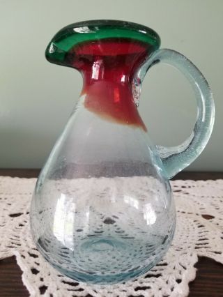Vintage Small Hand Blown Multi Colored Glass Pitcher/vase