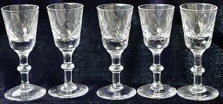 5 Vintage Retro Sherry Liqueur Crystal Glasses 30ml