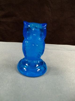 Htf Boyd Art Glass Blue Glass Woodsie Owl Figurine 2 " Tall