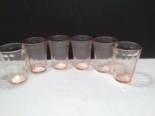 Vintage Anchor Hocking Pink Depression Juice Glasses Set Of 6