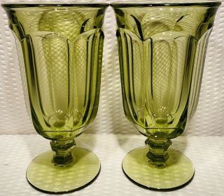 Set Of 2 6 5/8” Imperial Glass Ohio Old Williamsburg Verde Green Tea Glass