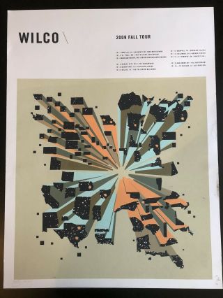Wilco 2009 Tour Poster Signed/numbered Limited Printing Of 400 Jeff Tweedy