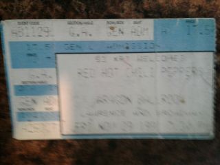 Red Hot Chili Peppers Pearl Jam Pumpkins Chicago Aragon 1991 Ticket Stub